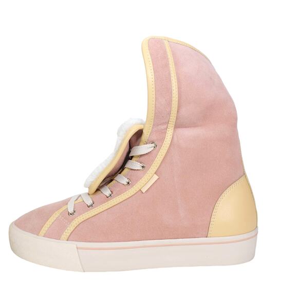 Coach Womens Suede Fold Over Sherpa High Tops-Womens 8.5-Vanilla / Pale Pink-NIB - Picture 5 of 12